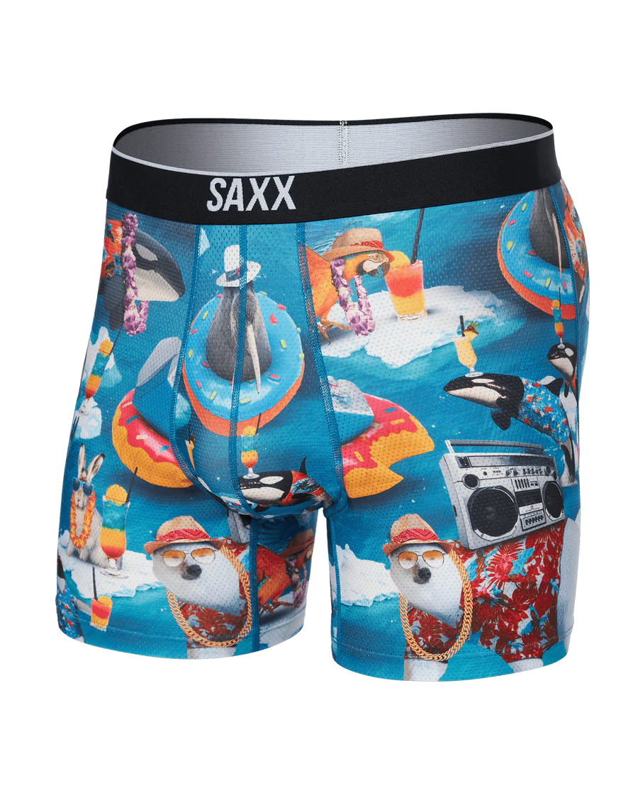 SAXX VOLT BREATHABLE MESH BOXER BRIEF - ARCTIC BLAST - AQUA