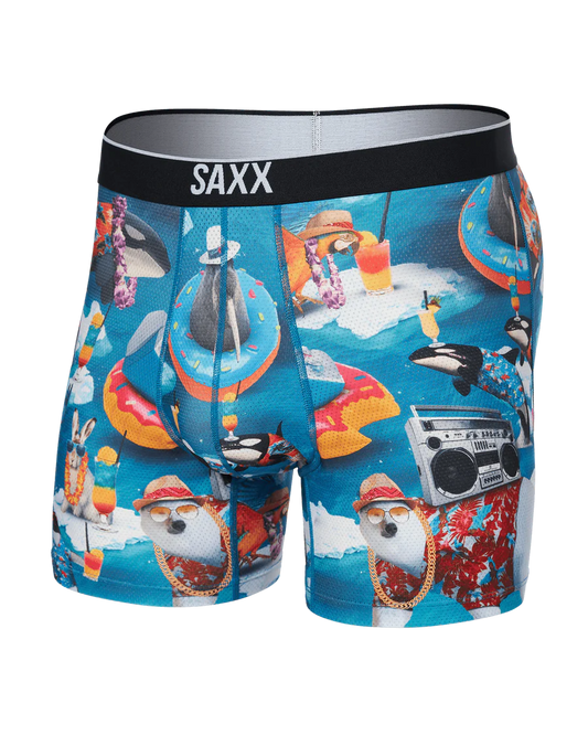 SAXX VOLT BREATHABLE MESH BOXER BRIEF - ARCTIC BLAST - AQUA