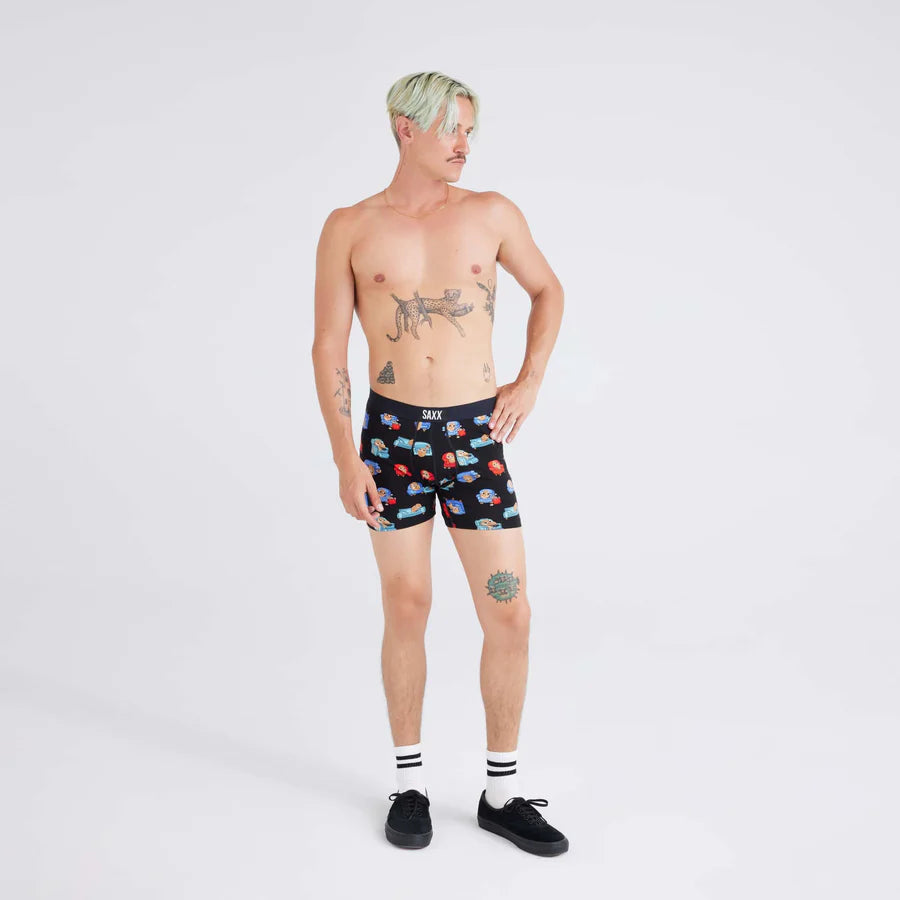 SAXX ULTRA SUPER SOFT BOXER BRIEF  - COUCH POTATO BLACK