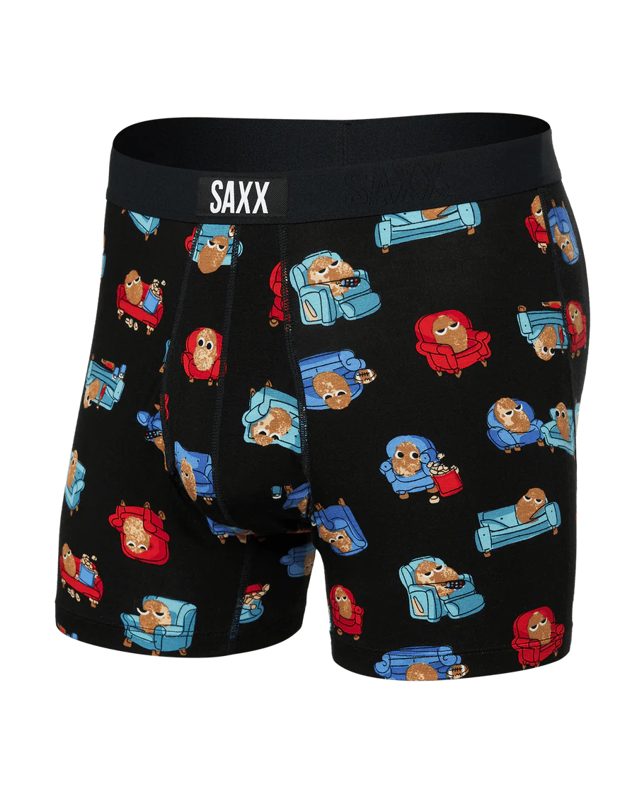 SAXX ULTRA SUPER SOFT BOXER BRIEF  - COUCH POTATO BLACK