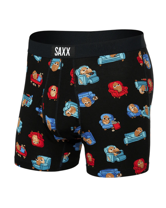 SAXX ULTRA SUPER SOFT BOXER BRIEF  - COUCH POTATO BLACK