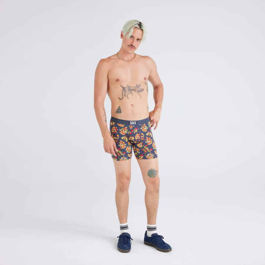 SAXX VIBE SUPER SOFT BOXER BRIEF - FOOD FIGHT INDIA INK