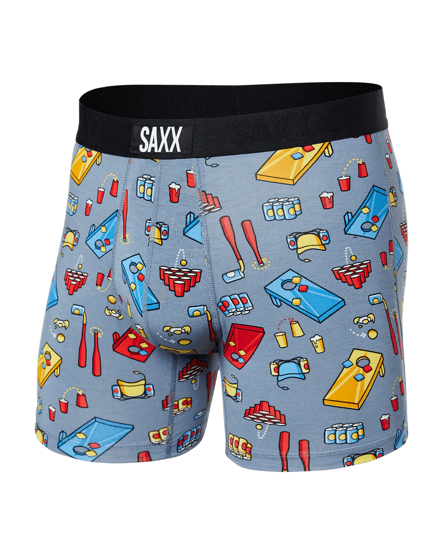 SAXX VIBE SUPER SOFT BOXER BRIEF - BEER OLYMPICS GREY