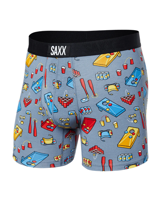 SAXX VIBE SUPER SOFT BOXER BRIEF - BEER OLYMPICS GREY