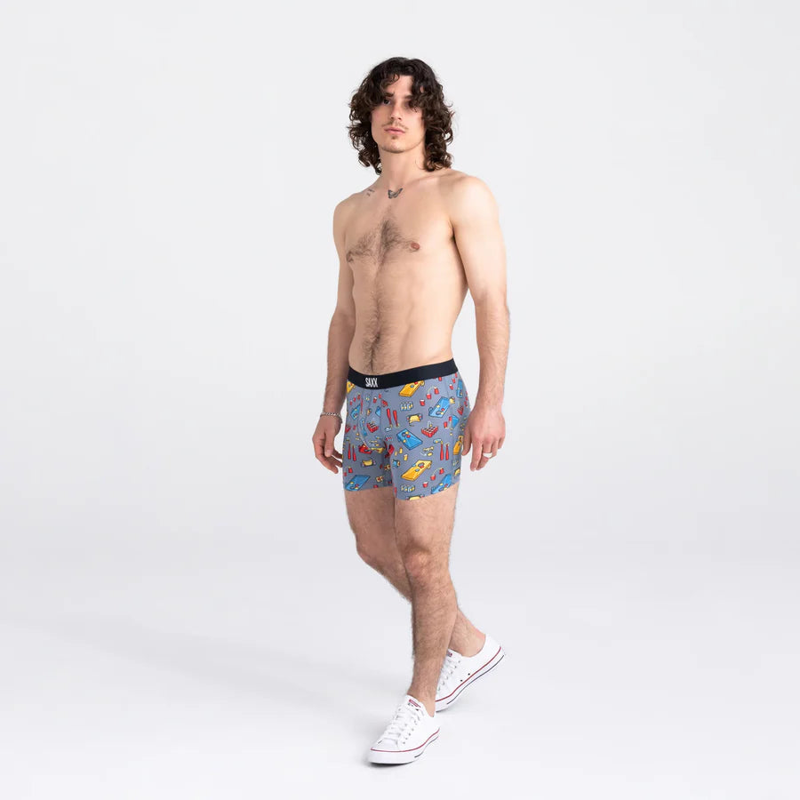 SAXX VIBE SUPER SOFT BOXER BRIEF - BEER OLYMPICS GREY