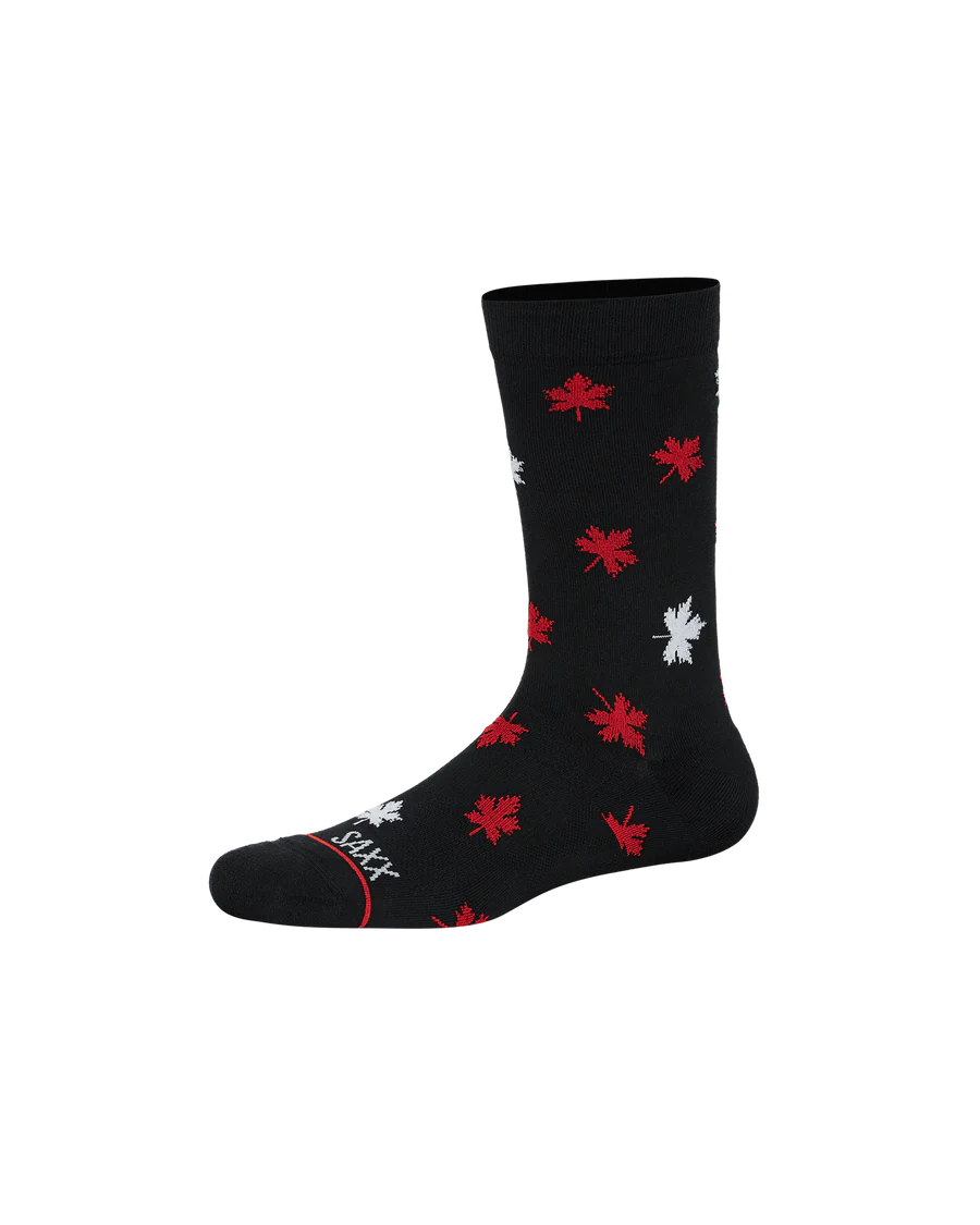 SAXX CREW SOCKS - WHOLE PACKAGE MAPLE LEAF - BLACK