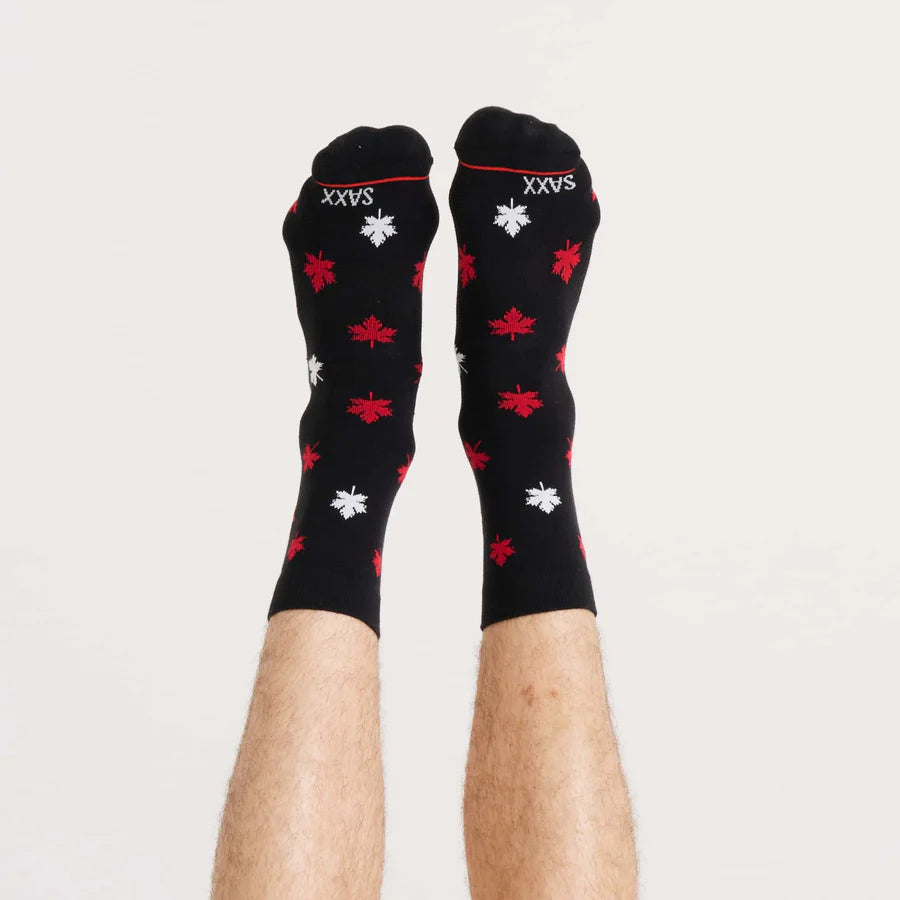 SAXX CREW SOCKS - WHOLE PACKAGE MAPLE LEAF - BLACK