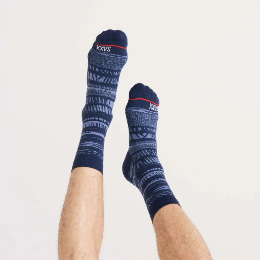 SAXX CREW SOCKS - WHOLE PACKAGE 2PK - SHADE STRIPE/BLACK HEATHER