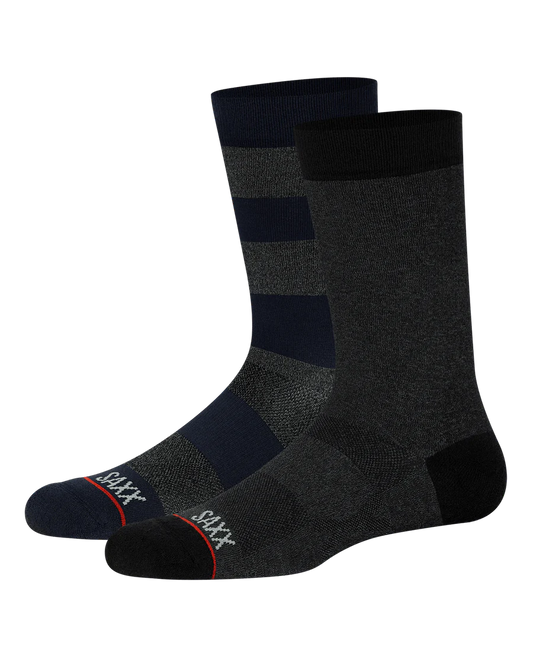 SAXX CREW SOCKS - WHOLE PACKAGE 2PK - OMBRE RUGBY/BLACK HEATHER