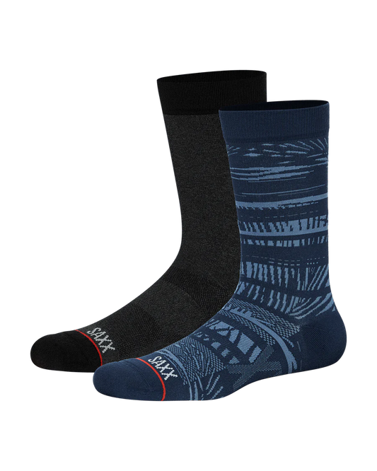 SAXX CREW SOCKS - WHOLE PACKAGE 2PK - SHADE STRIPE/BLACK HEATHER