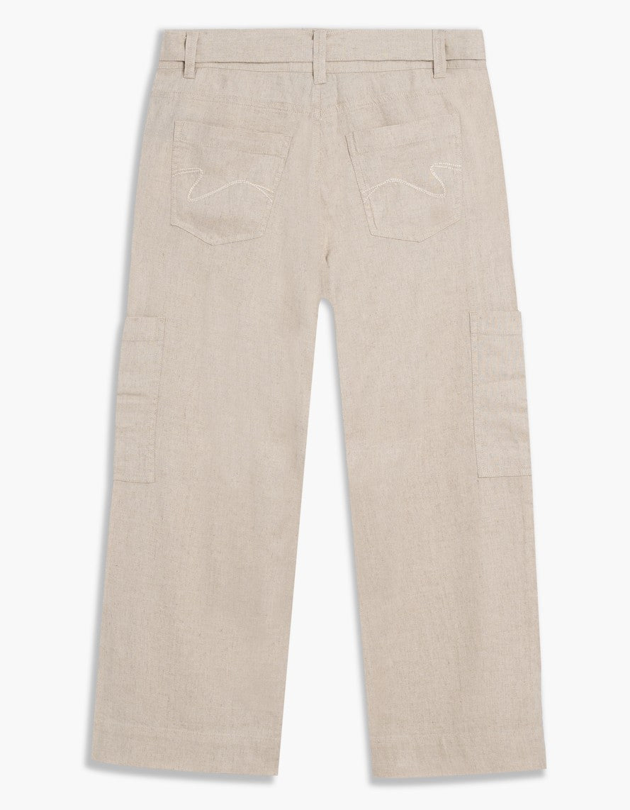 LOIS NATURAL WHITNEY WIDE LEG PANTS WITH SIDE POCKETS