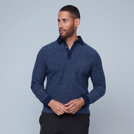 HEDGE MEN'S KNIT POLO LONG SLEEVE SHIRT