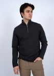 HEDGE MENS 1/4 ZIP MOCK TEE IN BLACK MELANGE