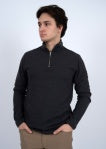 HEDGE MENS 1/4 ZIP MOCK TEE IN BLACK MELANGE