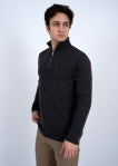 HEDGE MENS 1/4 ZIP MOCK TEE IN BLACK MELANGE
