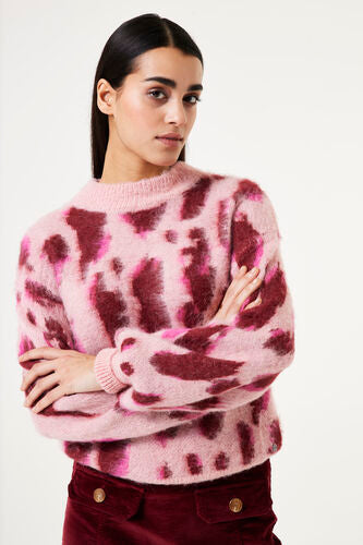 GARCIA PINK & BURGUNDY ALL OVER PRINT SWEATER