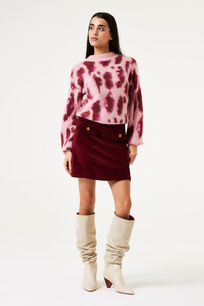 GARCIA PINK & BURGUNDY ALL OVER PRINT SWEATER