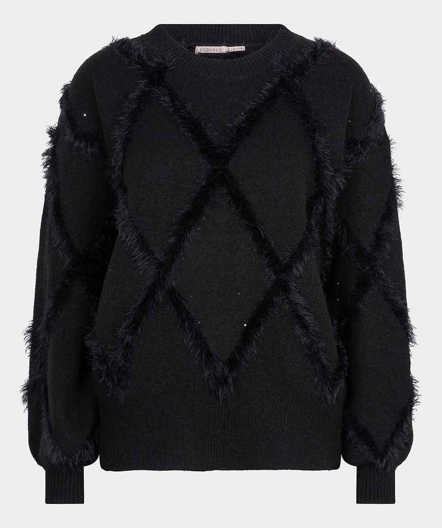 ESQUALO HAIRY SEQUIN SWEATER IN BLACK