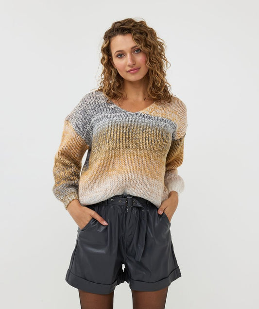 ESQUALO DEGRADE VNECK SWEATER IN MIXED COLOURS