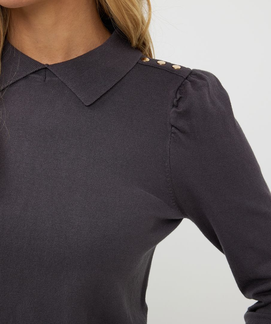 ESQUALO BASIC KNIT COLLAR SWEATER IN GREY