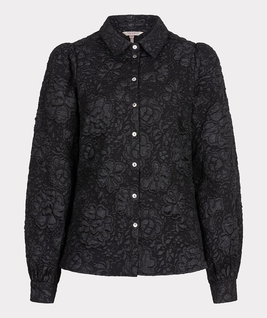 ESQUALO BLOUSE 2TONE FLOWER JACQUARD IN BLACK