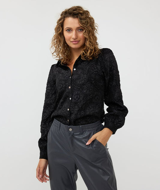 ESQUALO BLOUSE 2TONE FLOWER JACQUARD IN BLACK