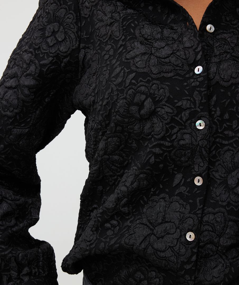 ESQUALO BLOUSE 2TONE FLOWER JACQUARD IN BLACK