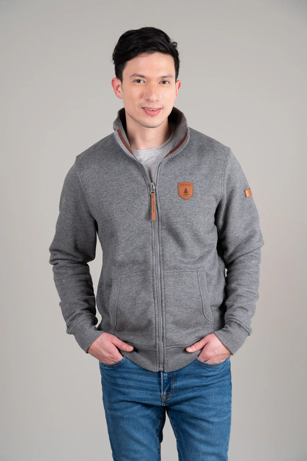 WANAKOME MEN'S CRUX DARK HEATHER GREY FULL-ZIP SWEATSHIRT