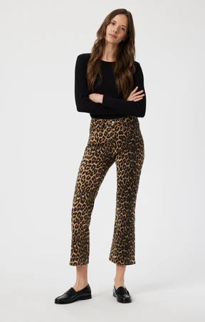 MAVI LEOPARD DENIM ANIKA CROPPED FLARE JEANS