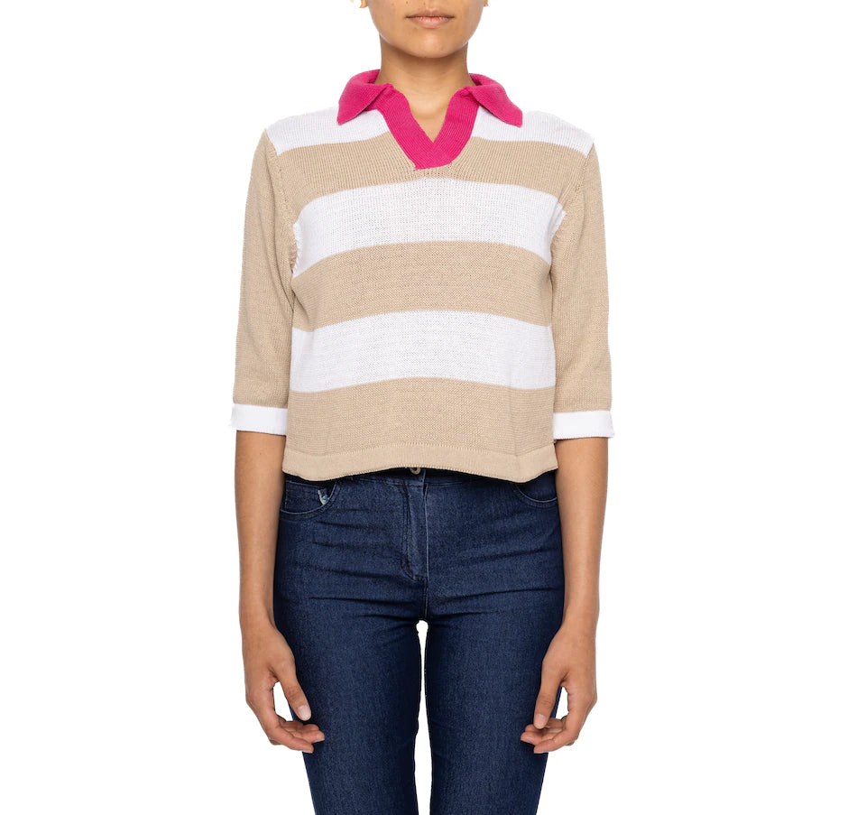 ASTRID MADE IN ITALY PREPPY COLLAR KNIT