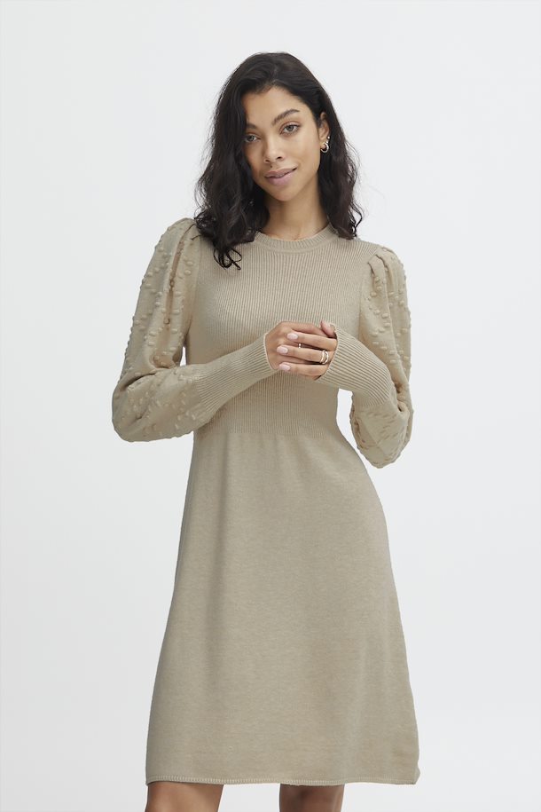 B.YOUNG NONINA DOT DRESS IN CEMENT MELANGE