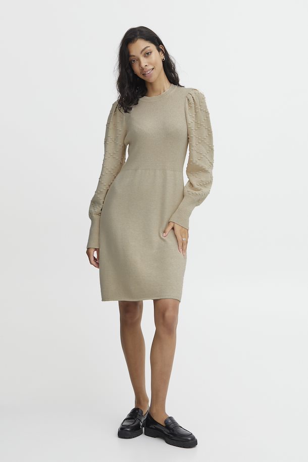 B.YOUNG NONINA DOT DRESS IN CEMENT MELANGE