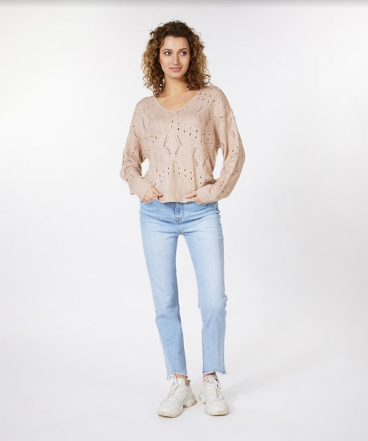 ESQUALO SAND SWEATER WITH V-NECK